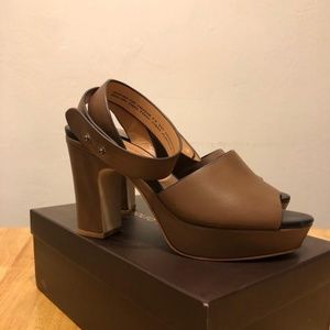 BROWN LEATHER HEELS SHOES ADOLFO DOMINGUEZ